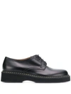 Marni Topstitched Leather Derby Shoes In Black