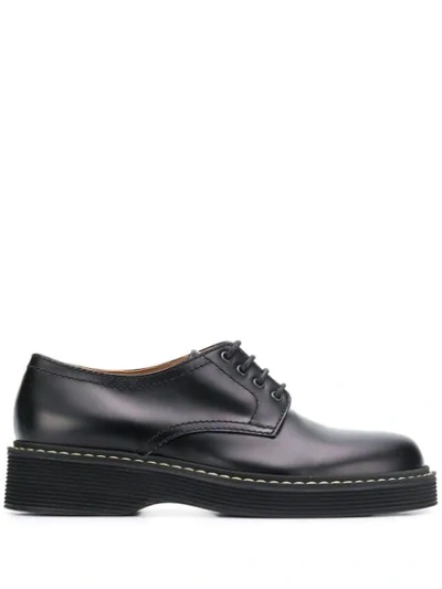 Marni Topstitched Leather Derby Shoes In Black