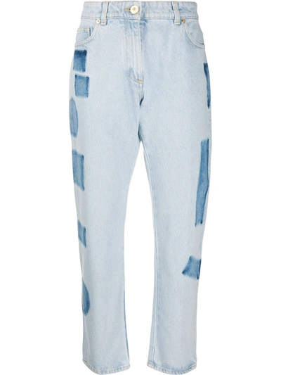Versace High-rise Cropped Straight-fit Jeans In Blue