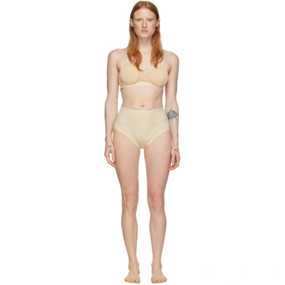 Gucci Off-white Lace Lingerie Set In 9689 Sunkis