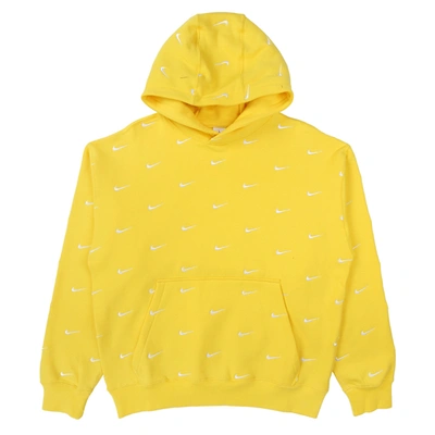 Pre-owned Nike  All Over Swoosh Logo Hoodie Yellow