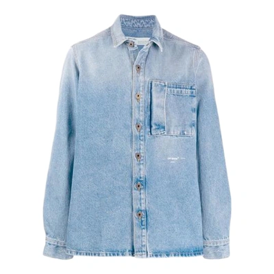 Pre-owned Off-white Bleached Denim Shirt Bleach/multicolor