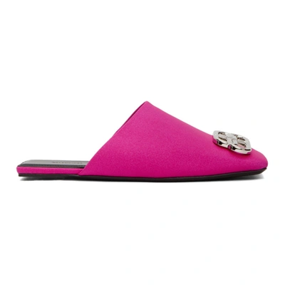 Balenciaga Double Square Bb Slippers In 5665 Pink