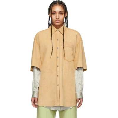 Acne Studios Airbrushed Suede Shirt Almond Beige