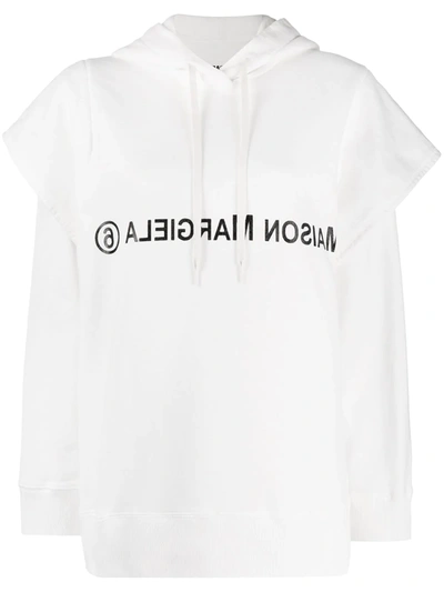 Mm6 Maison Margiela Logo Print Hoodie In White