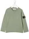 Stone Island Junior Teen Logo Patch Sweatshirt In Green