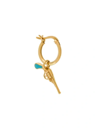 True Rocks Small Pistol Hoop Earring In Turquoise And Gold