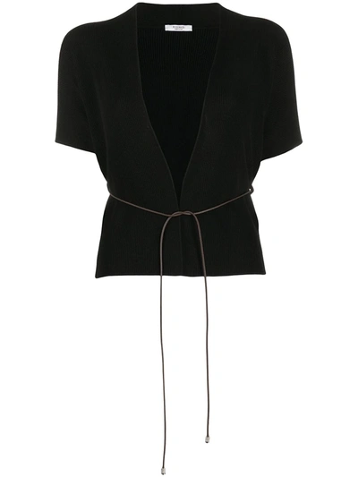 Peserico Thin Cord Belt Cardigan In Black