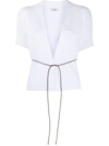 Peserico Thin Cord Belt Cardigan In White