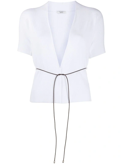 Peserico Thin Cord Belt Cardigan In White