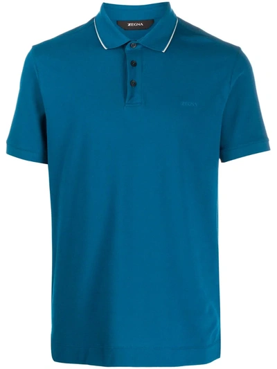 Z Zegna Logo Polo-shirt In Blue