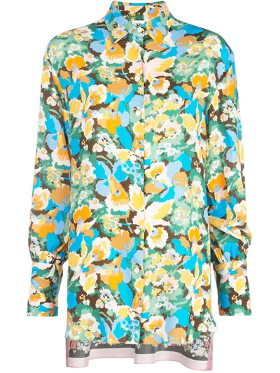 M Missoni Floral-print Shirt In Blue