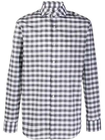 Hugo Boss Long Sleeve Regular Fit Checked Shirt In Black