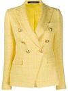 Tagliatore Jalicya Tweed Double-breasted Blazer In Yellow