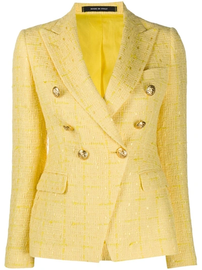 Tagliatore Jalicya Tweed Double-breasted Blazer In Yellow
