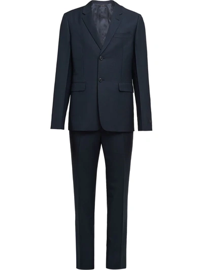 Prada Single-breasted Plain Suit In Blue