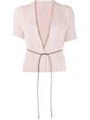 Peserico Thin Cord Belt Cardigan In Pink