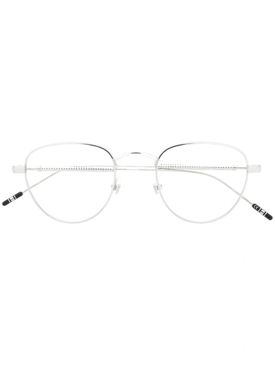 Montblanc Polished Square-frame Glasses In Silver