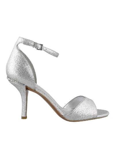 Michael Kors Malinda Glittered Sandals In Silver