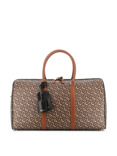 Burberry Tb Monogram Printed Duffle Bag In Brown