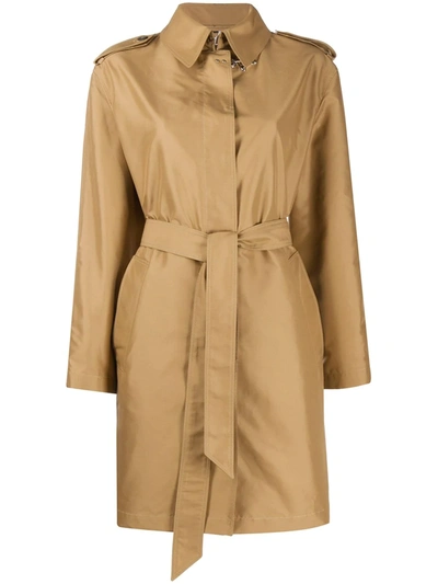 Fay Technical Fabric Trench In Brown