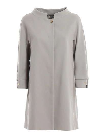 Herno Grosgrain Trimmed Cotton Short Coat In Grey