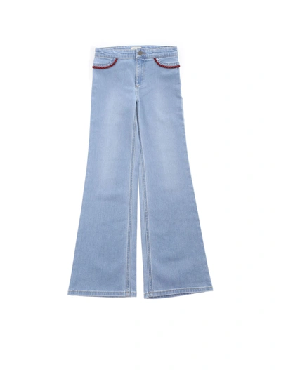 Gucci Kids' Flare Jeans In Light Blue