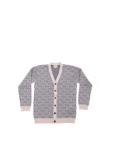 Gucci Kids' Jacquard Pattern Knit Cardigan In Blue