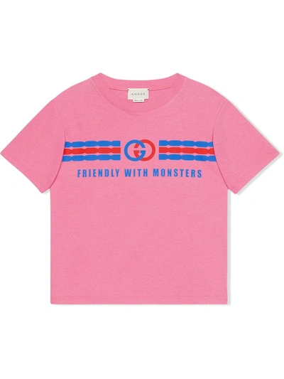 Gucci Kids' Little Girl's & Girl's Friendly With Monsters Graphic Tee In Pink