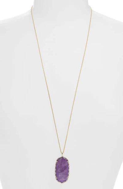 Kendra Scott Reid Macrame Pendant Necklace In Gold Purple Mica