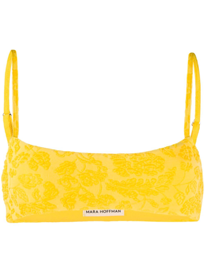 Mara Hoffman Floral Embroidered Slip-on Bikini Top In Yellow