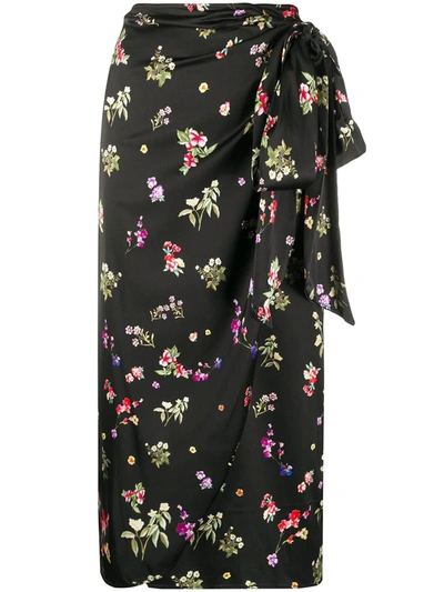Andamane Knotted Floral Wrap Dress In Black
