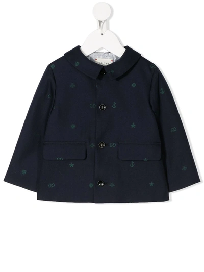 Gucci Babies' Embroidered Motif Blazer In Blue
