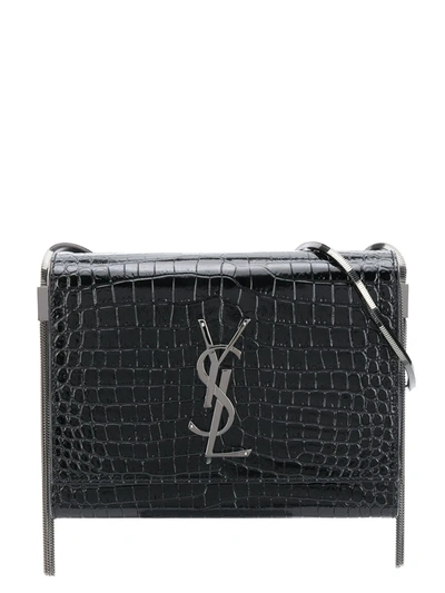Saint Laurent Kate Embossed Style Box Bag In Black