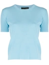 Roberto Collina Fine Knit Shortsleeved Top In Blue