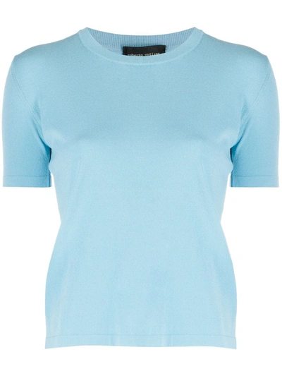 Roberto Collina Fine Knit Shortsleeved Top In Blue