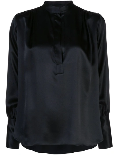 Nili Lotan Colette Charmeuse Silk Blouse In Black