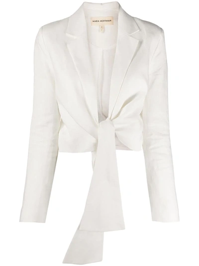 Mara Hoffman Catalina Tie-front Hemp Blazer Top In White