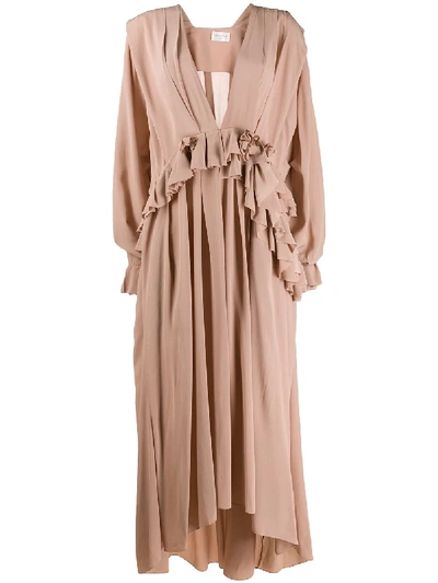 Victoria Beckham Ruffled Silk-chiffon Midi Dress In Pink