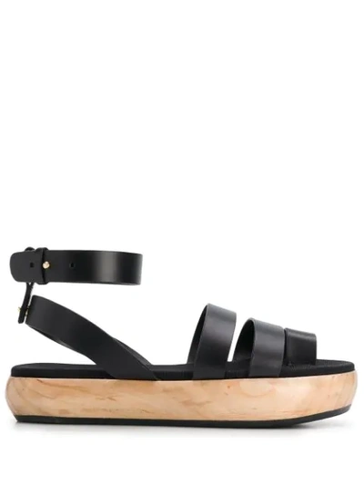 Neous Grobya Toe Ring Wood-heel Sandals In Black
