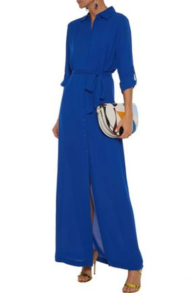 Diane Von Furstenberg Amina Belted Crepe De Chine Maxi Shirt Dress In Royal Blue