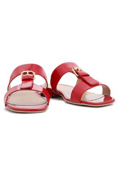 Sergio Rossi Buckle-detailed Patent-leather Sandals In Red