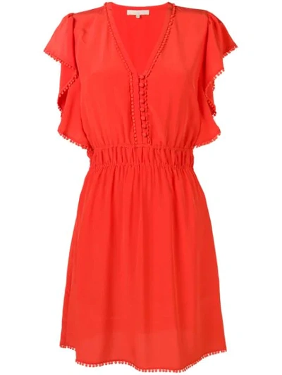 Vanessa Bruno Laurea Embellished Silk Crepe De Chine Mini Dress In Orange