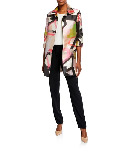 Caroline Rose Plus Size Happy Hour Printed Party Jacket In Multi/black