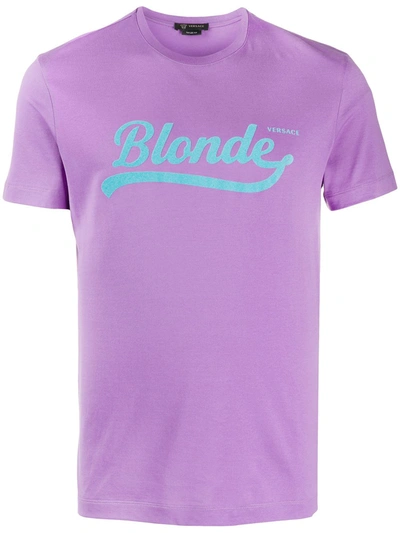 Versace Blonde Slogan T-shirt In Purple