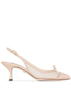 Dolce & Gabbana Nude 60 Pointed Toe Mesh Slingback Pumps In Beige