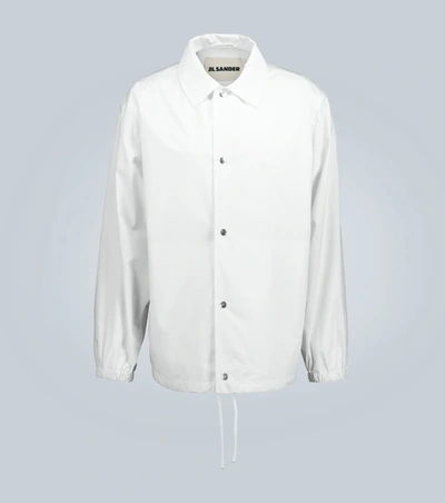Jil Sander Logo Printed Cotton Jacket In White