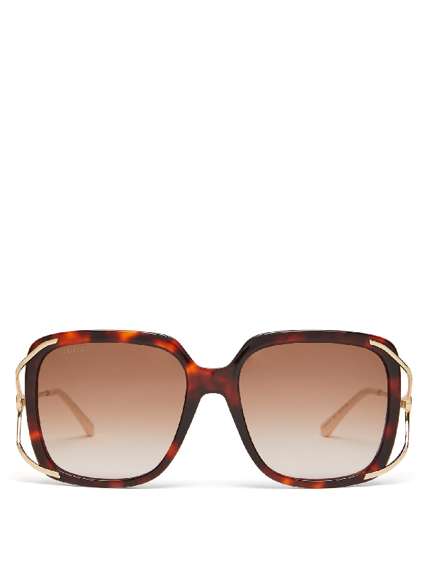 gucci tortoiseshell oversized sunglasses