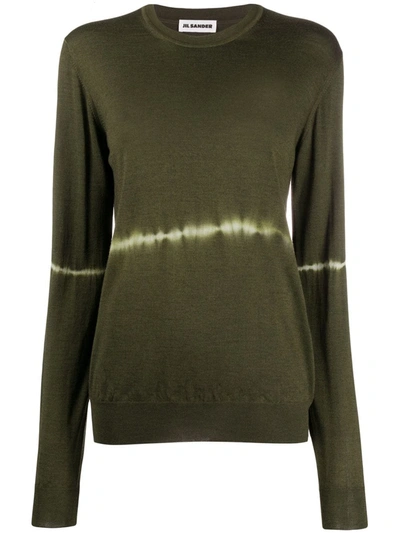 Jil Sander Tie-dye Stripe Wool-blend Sweater In Green