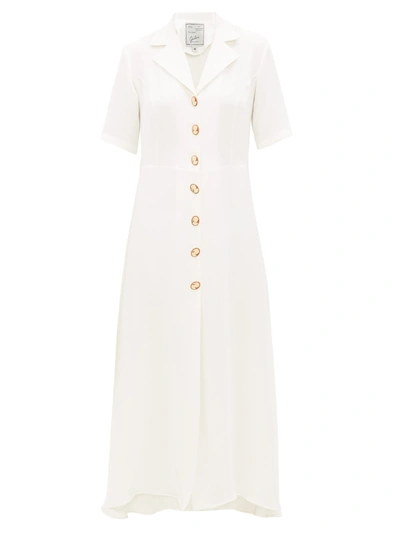 Giuliva Heritage Collection The Giulia Cameo-button Silk Shirt Dress In White